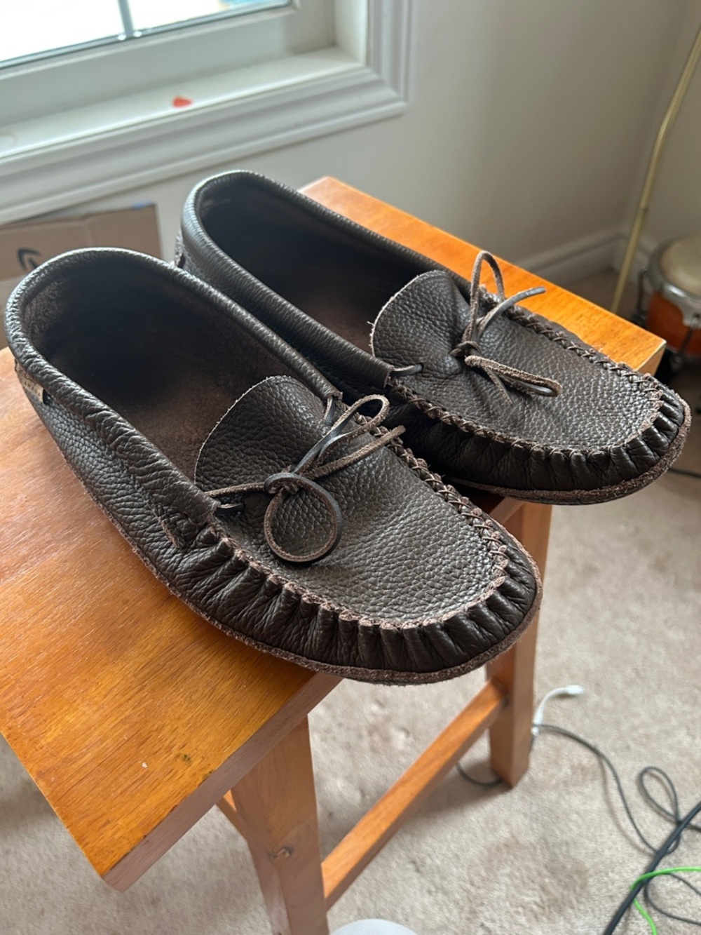 Handmade Dark Brown Leather Moccasin Loafers